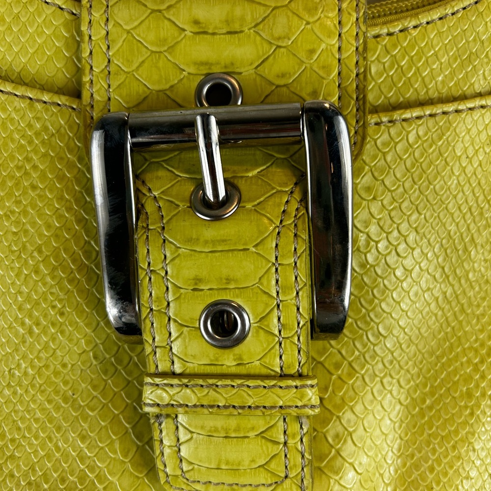 NINE WEST SOHO SUNSHINE YELLOW CROCO PRINT MEDIUM HOBO HANDBAG PURSE - Picture 9 of 9